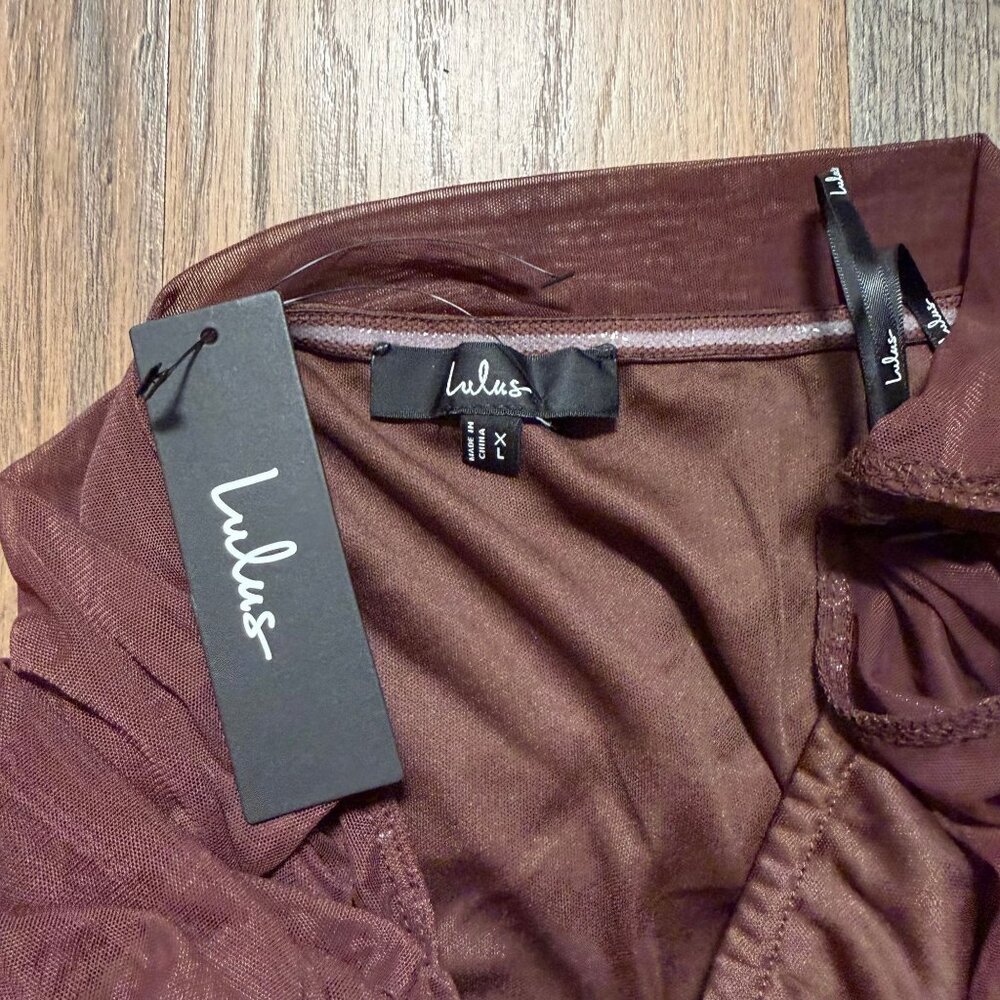 Lulu's Brown Ruched Off-Shoulder Midi Dress - Picture 4 of 8